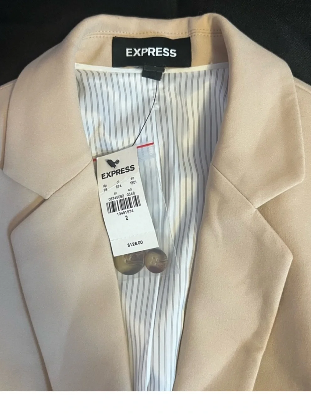 Express Beige Single-Button Tailored Blazer - Picture 3 of 3